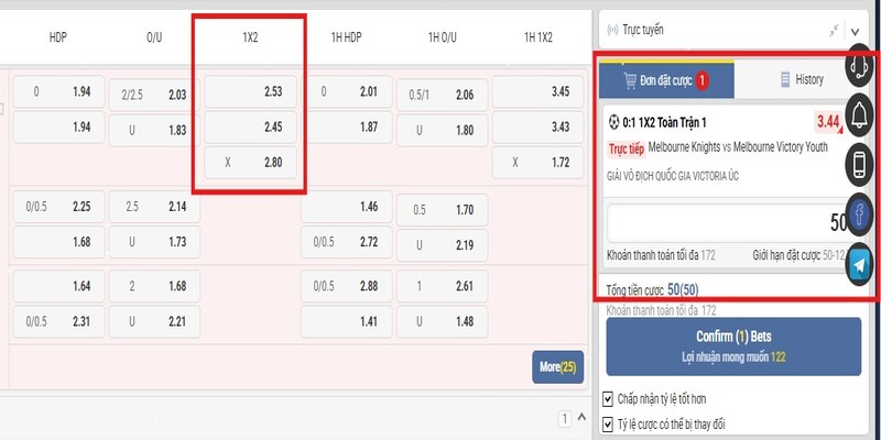 Thắng lớn với kèo 1X2 Thắng lớn với kèo 1X2